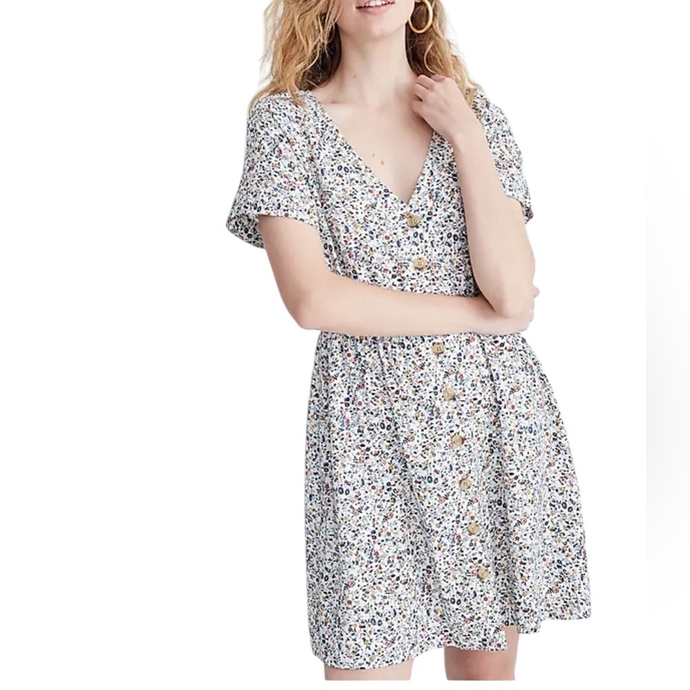 Madewell White and Blue Ruffled Tiered Sundress
